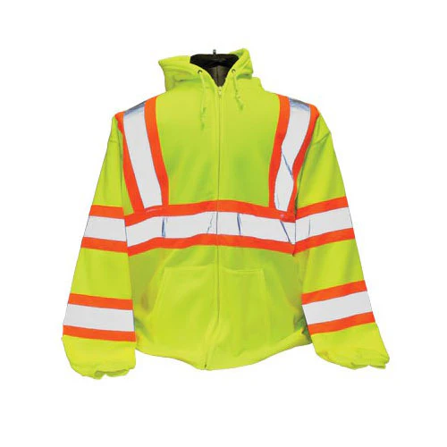 PIP 323-HSSPLY-2X Class 3 Fleece Two-Tone Zip Front Hooded Sweatshirt, 8oz XXL - Moutools