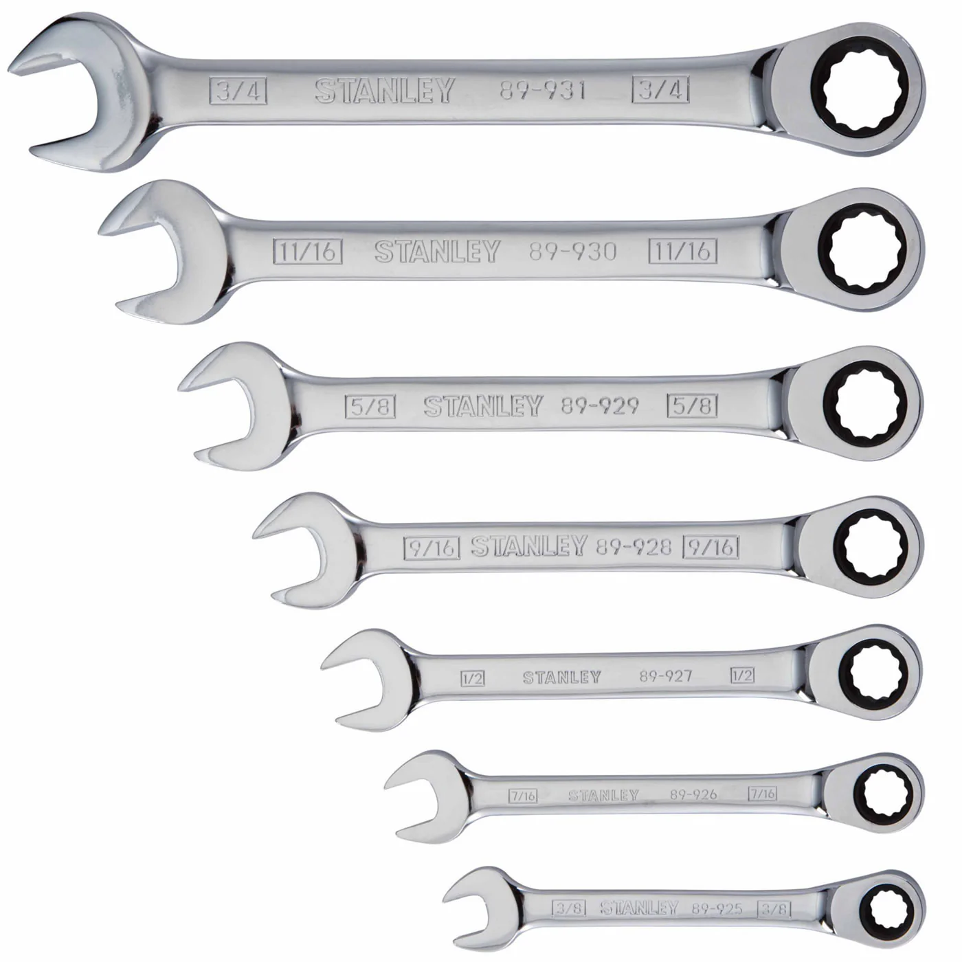 Stanley 94-542W 7 Pc Ratcheting Wrench Set SAE - Moutools
