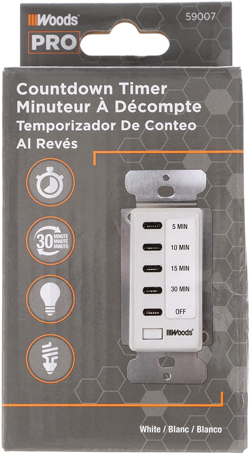 Woods 59007 59007WD In-Wall 30-Minute Decora Digital Countdown Timer - Moutools