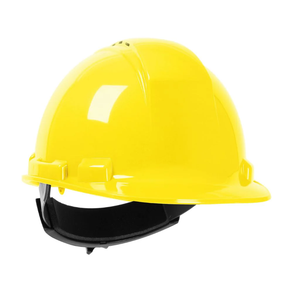 PIP 280-HP241RV-02 Whistler Vented, Cap Style Hard Hat with HDPE Shell, 4-Point Textile Suspension and Wheel Ratchet Adjustment - Yellow - Moutools