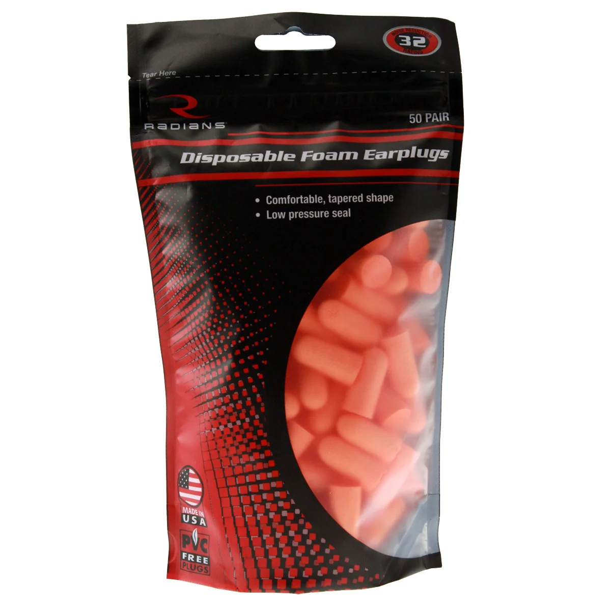 Radians FP70BG50 Resistor Foam Earplugs, NRR 32dB, Uncorded, 50 Pairs per Bag - Moutools