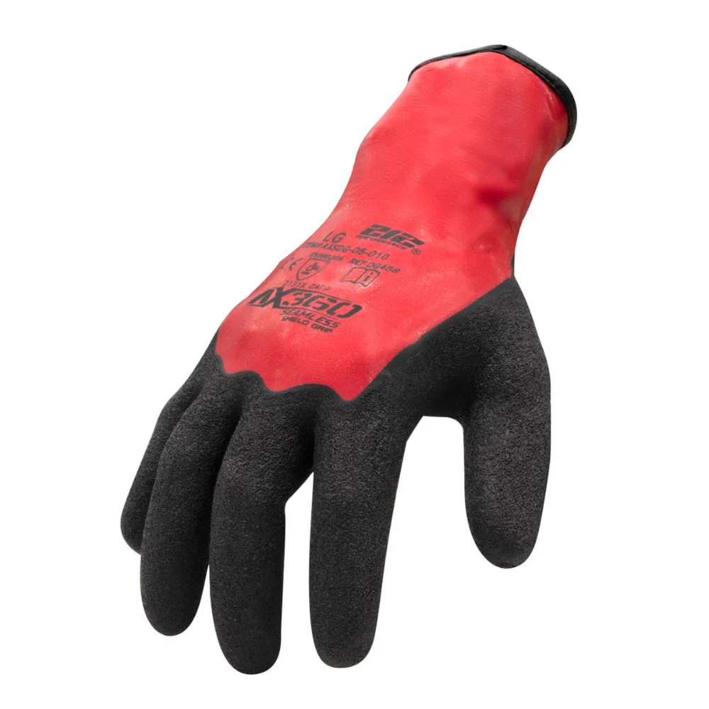 212 Performance AXSDG-05-010PR AX360 Shield Grip Latex-dipped Gloves, Large Black;Red - Moutools