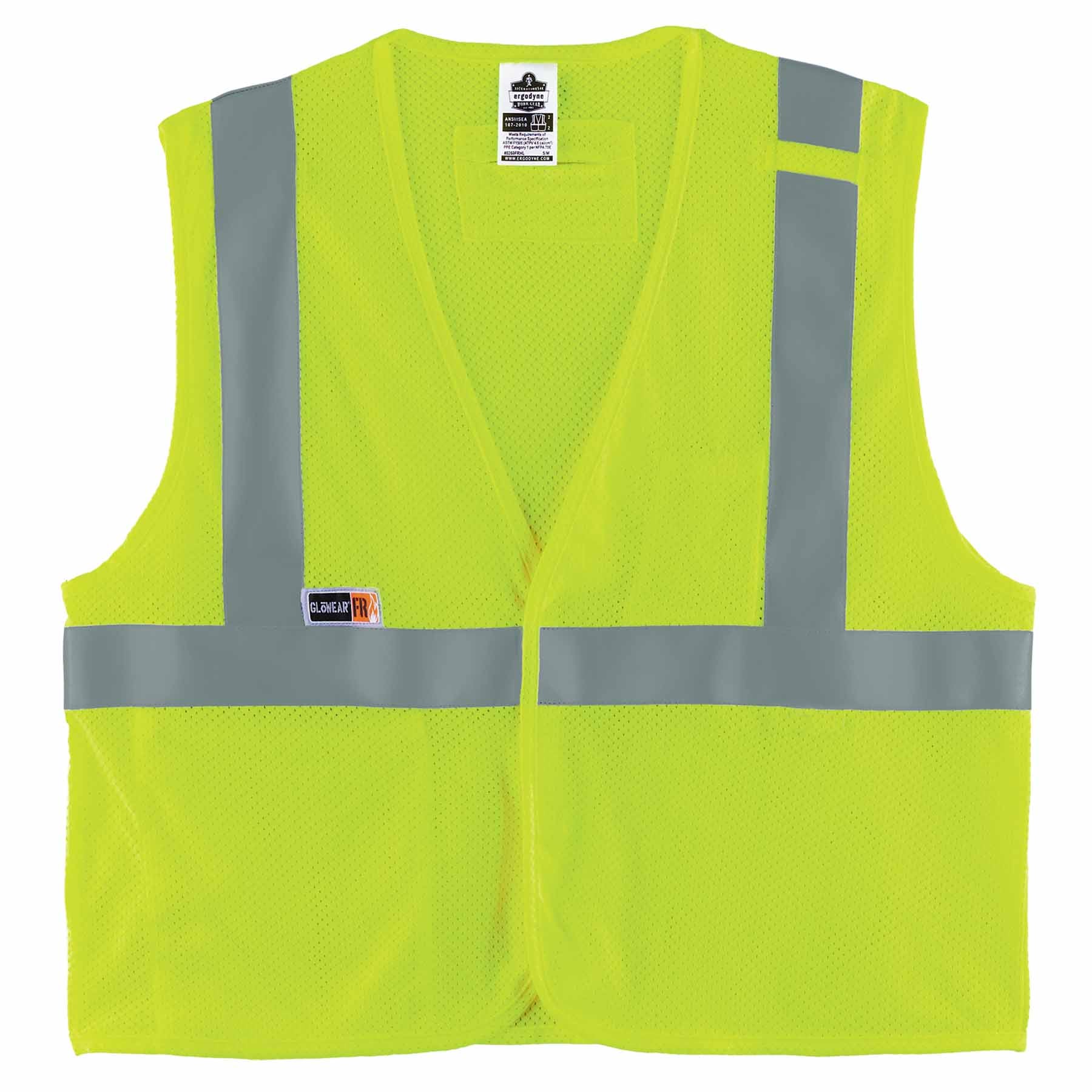 Ergodyne 21869 8263FRHL 4XL/5XL Lime Class 2 FR Safety Vest - H+L - Economy - Moutools