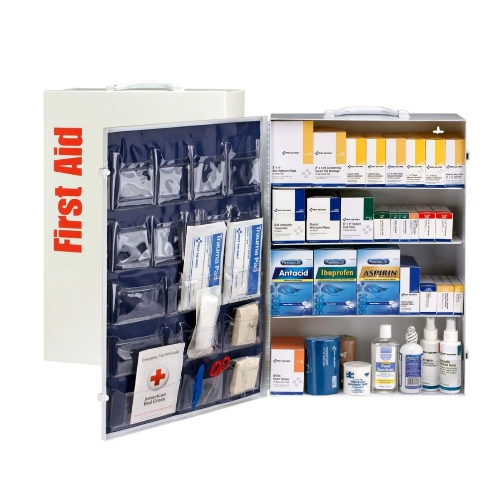 First Aid Only 90576 4 Shelf First Aid ANSI B+ Metal Cabinet, with Meds - Moutools