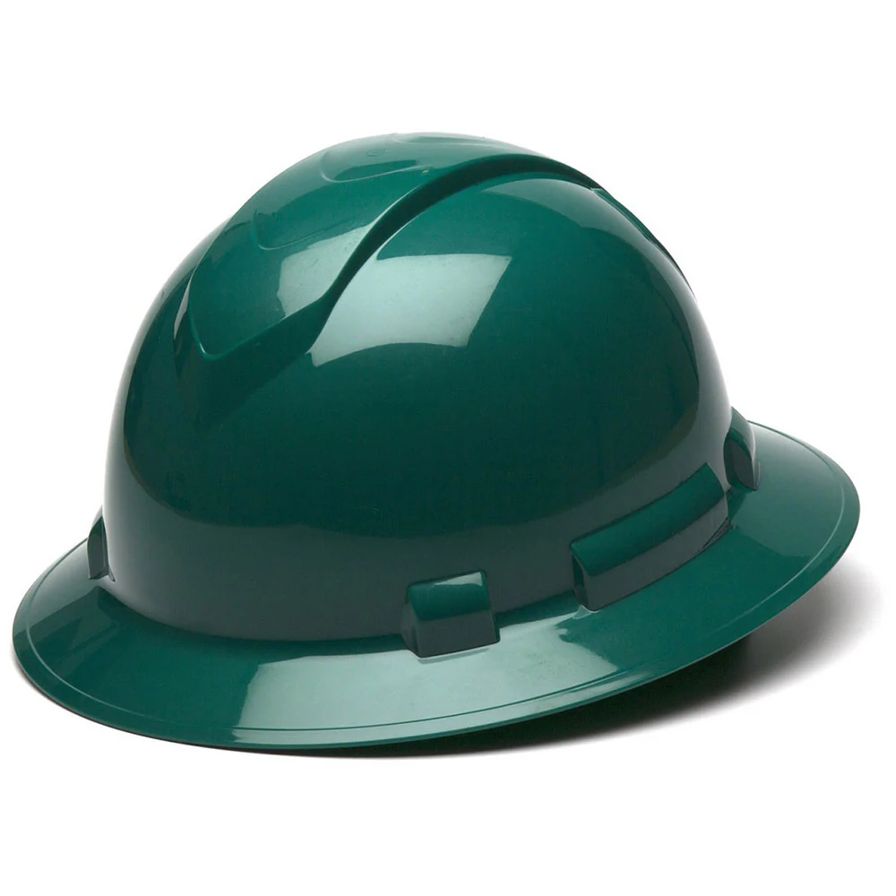 Pyramex HP54135 Hard Hat - Green-Ridgeline Full Brim 4 Pt Ratchet Suspension - Moutools