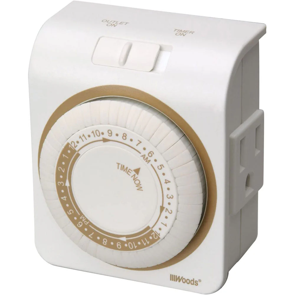 Woods 50001 50001WD Indoor 24-Hour Heavy Duty Plug-In Mechanical Timer, 1 Grounded Outlet - Moutools