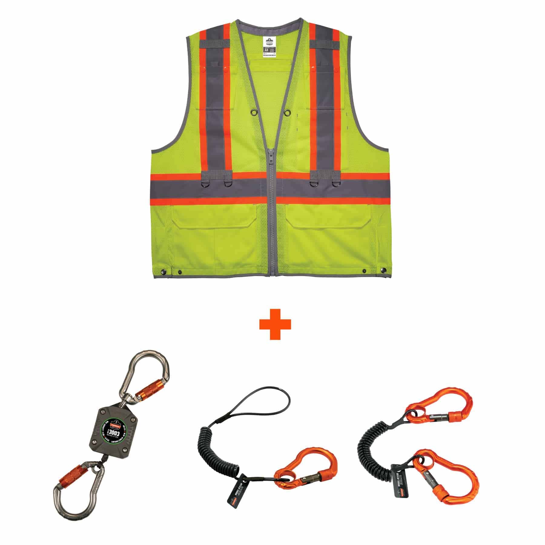 Ergodyne 24183 8231TVK S/M Lime Class 2 Hi-Vis Tool Tethering Safety Vest Kit - Moutools