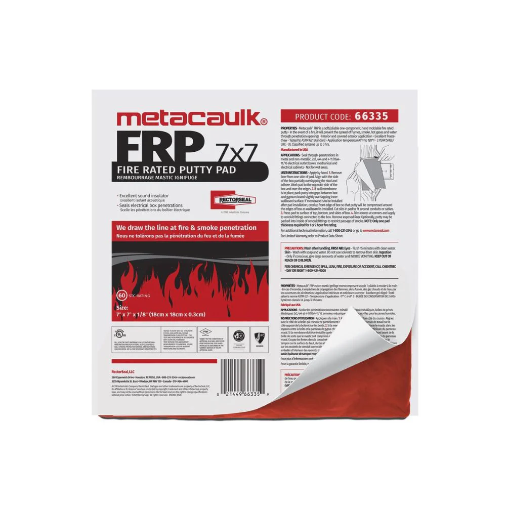 Metacaulk 66335 Fire-Rated Putty Pads (7x7x1/8) - Moutools