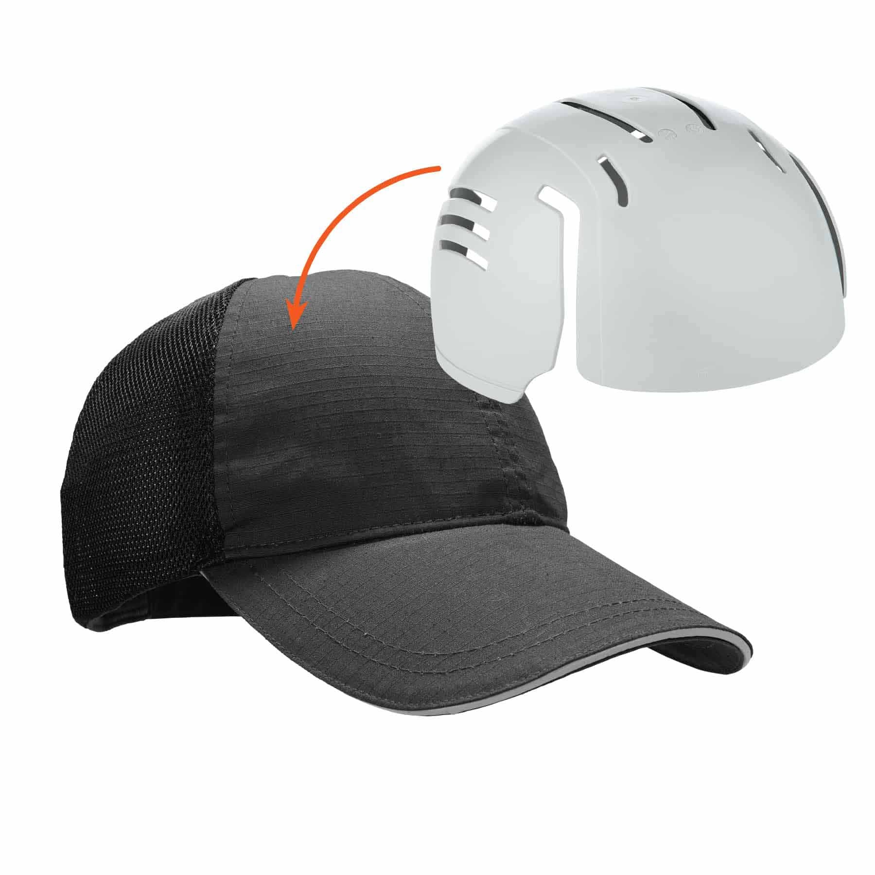 Ergodyne 23402 8946 Hat w/ Insert Black Baseball Cap + Bump Cap Insert - Moutools