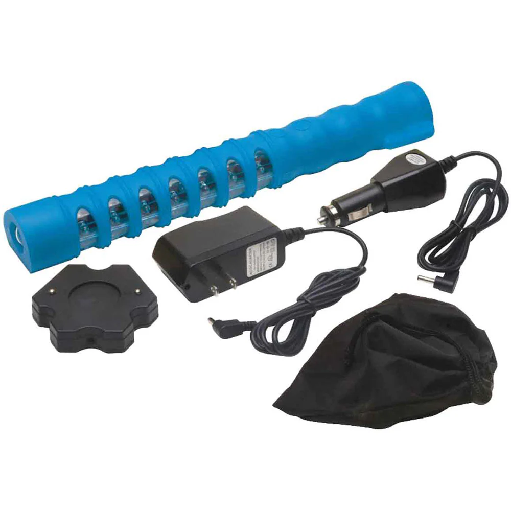 Aervoe 1156 Baton Traffic Single Flare with Red and Blue LEDs, Blue - Moutools