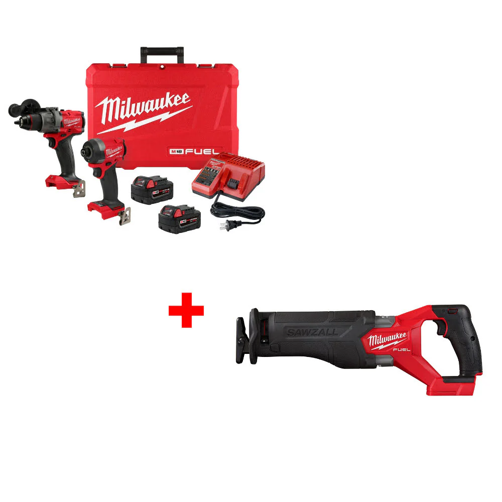 Milwaukee 3697-22 M18 FUEL 2-Tool Combo Kit W/ FREE 2821-20 M18 FUEL Recip Saw - Moutools