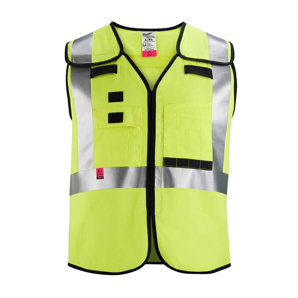 Milwaukee 48-73-5312 AR/FR Cat. 1 Class 2 Breakaway High Visibility Yellow Safety Vest - L/XL - Moutools