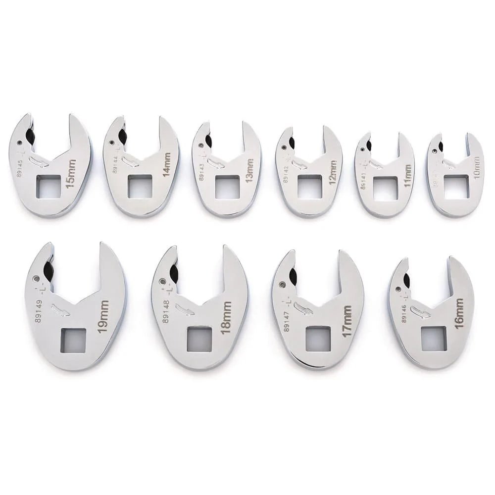 GearWrench 89119 10 Pc. 3/8 Drive Ratcheting Crowfoot Metric Wrench Set - Moutools