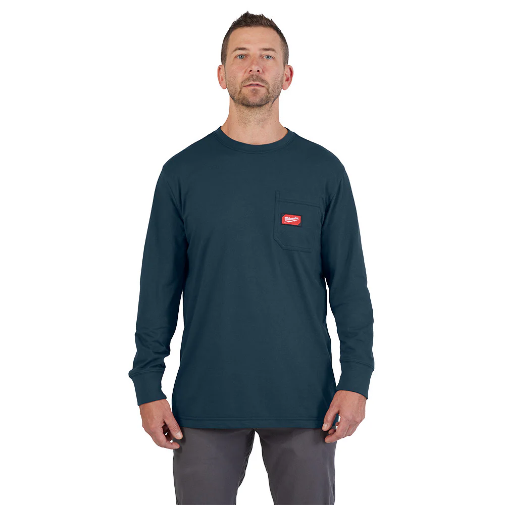 Milwaukee 606BL GRIDIRON Pocket T-Shirt - Long Sleeve Blue - Moutools