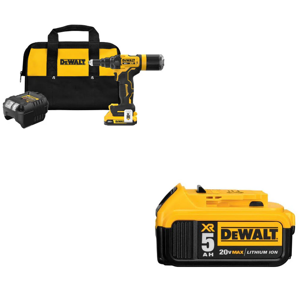 DeWalt DCF403D1 20V MAX XR Rivet Tool Kit W/ FREE DCB205 20V MAX Battery Pack - Moutools