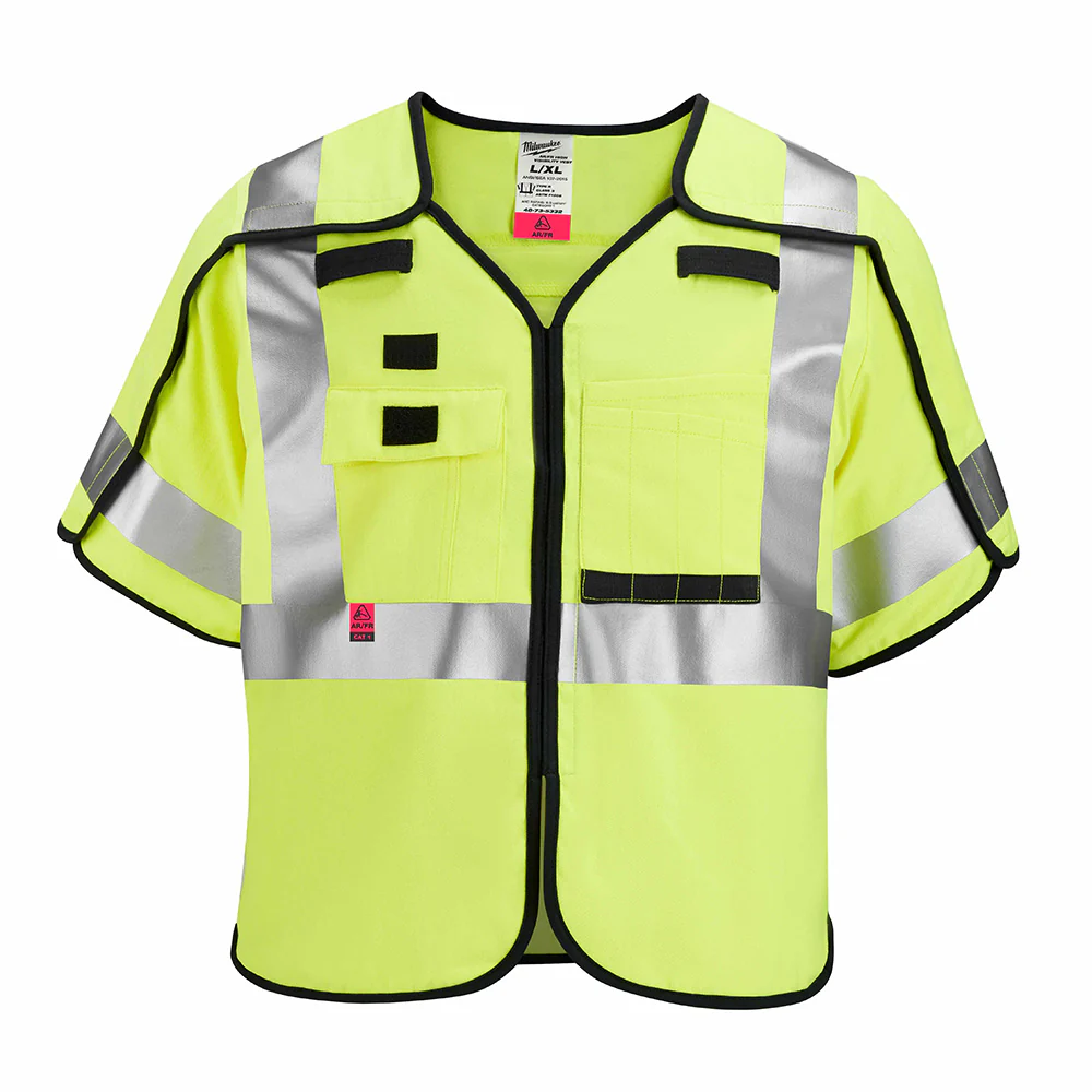 Milwaukee 48-73-5333 AR/FR Cat. 1 Class 3 Breakaway High Visibility Yellow Safety Vest - 2XL/3XL - Moutools