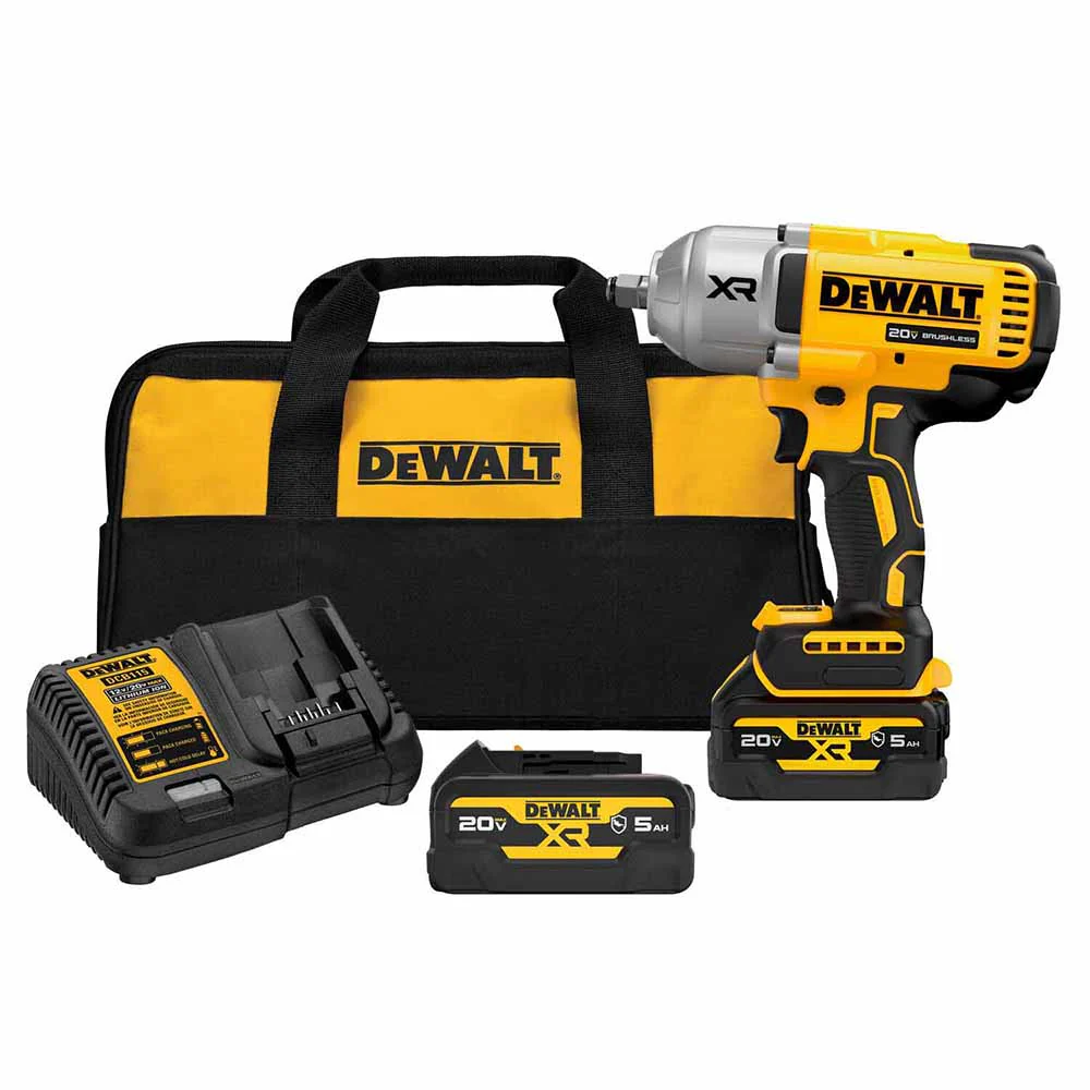 DeWalt DCF900GP2 20V MAX* XR 1/2 In. High Torque Impact Wrench with Hog Ring Anvil with (2) Oil-Resistant 5.0 Ah Batteries and Charger Kit - Moutools