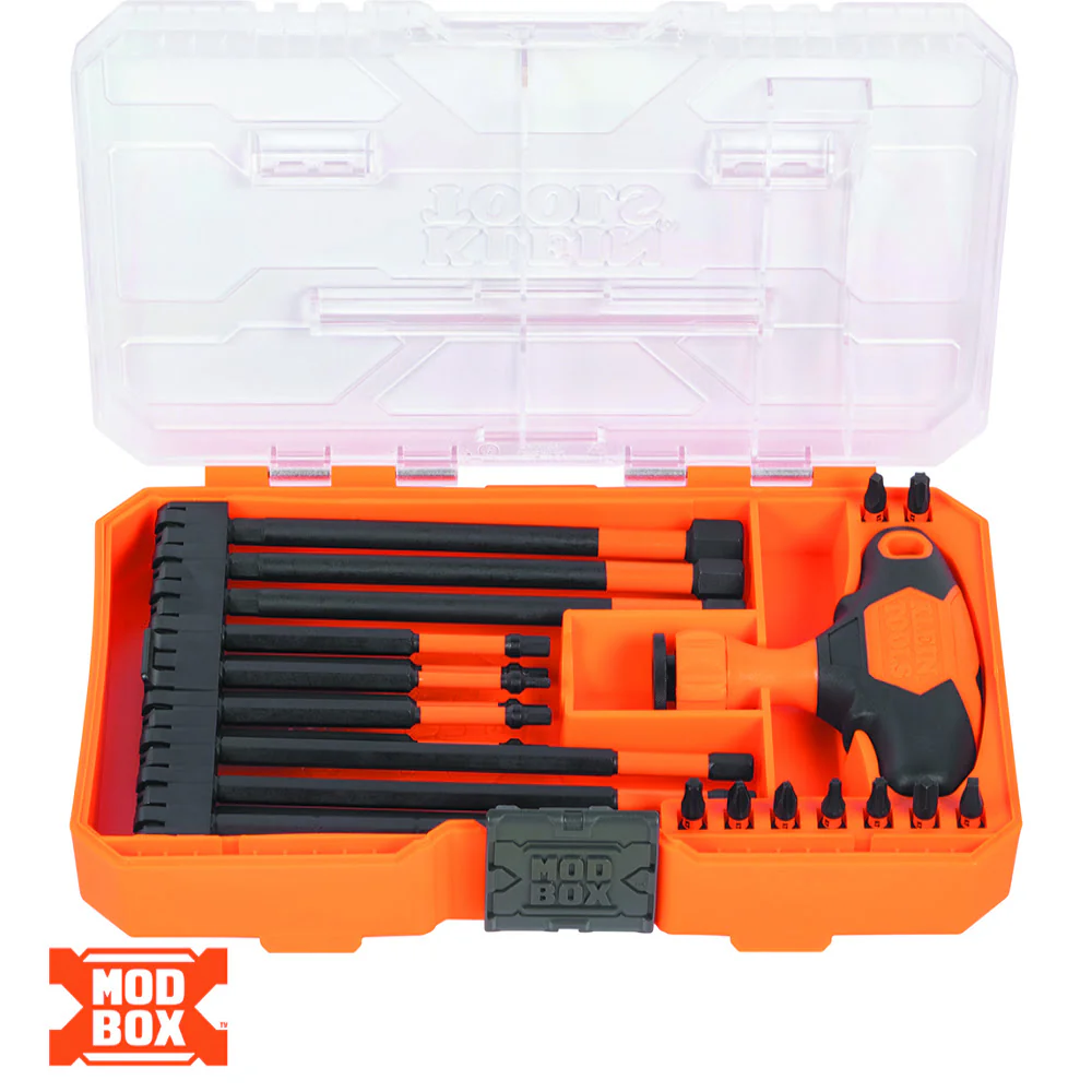 Klein 33804 ProFlex Impact-Rated Interchangeable Ratcheting T-Handle Set, 23-Piece - Moutools