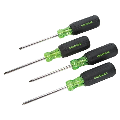Greenlee 0353-01C 4-Piece Square-Recess Tip Driver Set - Moutools