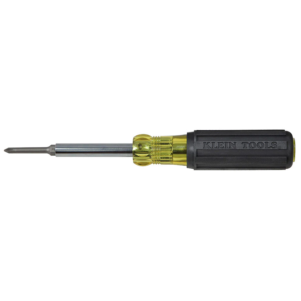 Klein Tools 32560 Multi-Bit Screwdriver / Nut Driver, 6-in-1, Extended Reach, Ph, Sl, Sq - Moutools