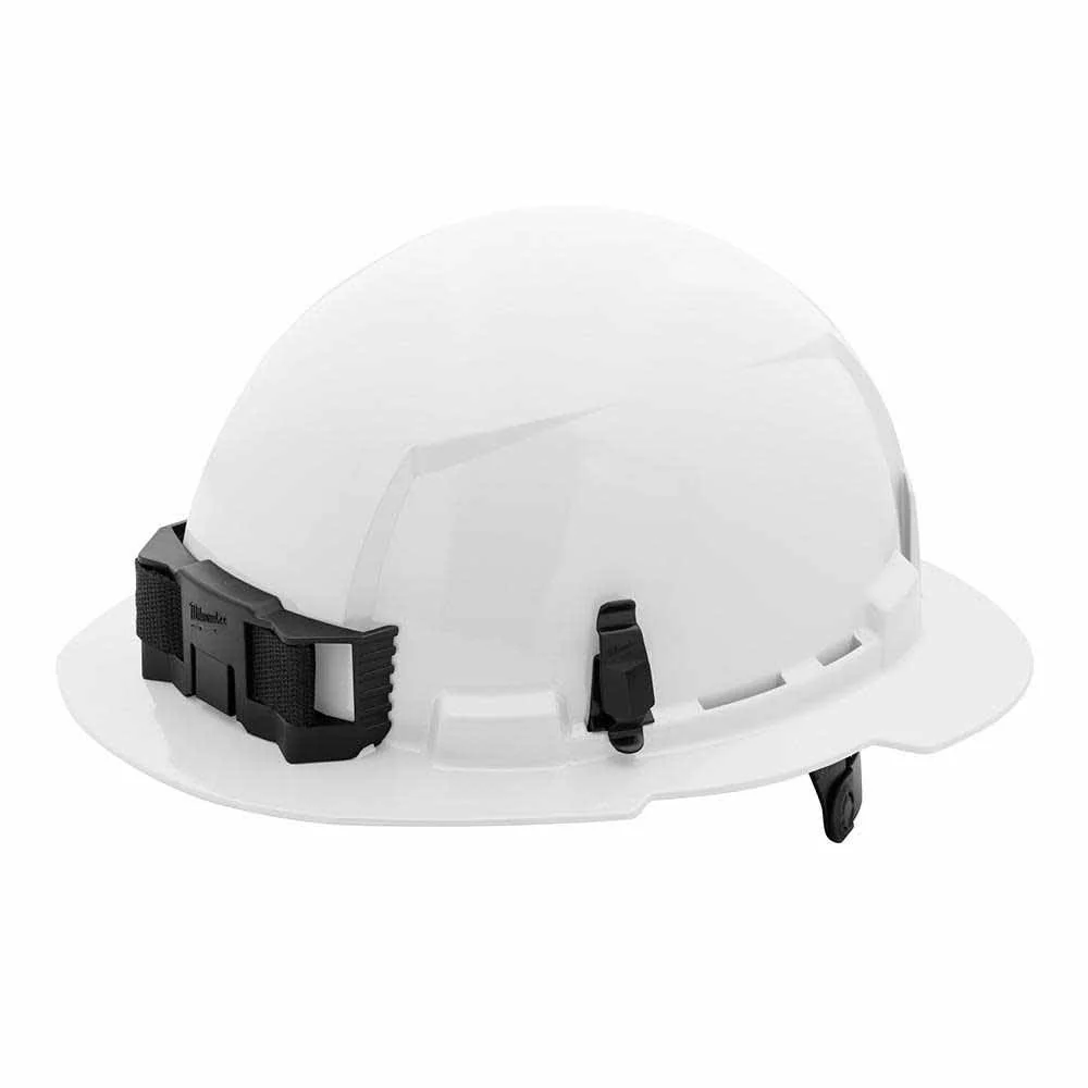 Milwaukee 48-73-1121 White Full Brim Hard Hat with 6PT Ratcheting Suspension – Type 1 Class E - Moutools