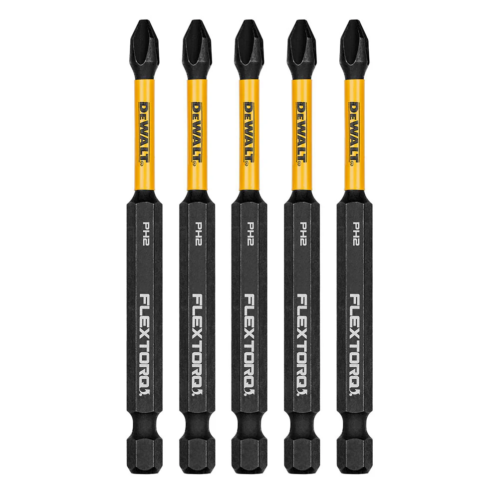 DeWalt DWAF3PH2IR5 PH2 FLEXTORQ 1/4 x 3-1/2in Impact Driver Bits, 5-Pack - Moutools
