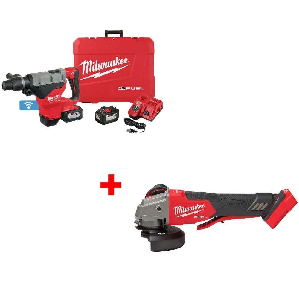 Milwaukee 2718-22HD M18 FUEL Rotary Hammer Kit W/ FREE 2888-20 M18 FUEL Grinder - Moutools