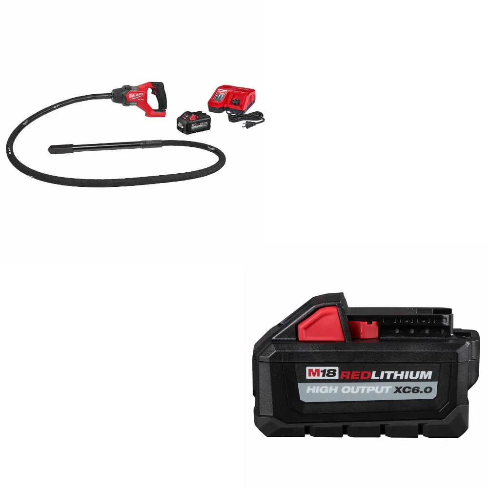 Milwaukee 2911-21 M18 FUEL 8' Vibrator Kit w/ FREE 48-11-1865 M18 Battery Pack - Moutools