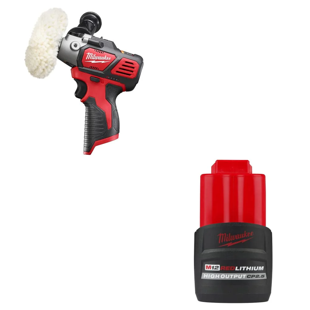 Milwaukee 2438-20 M12 Polisher/Sander, Bare W/ FREE 48-11-2425 M12 Battery Pack - Moutools
