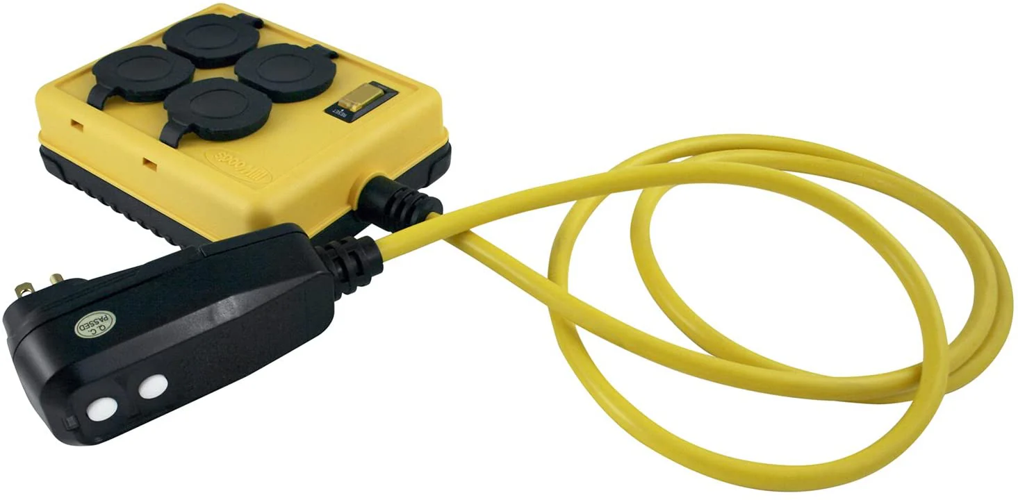 Yellow Jacket 2516 Coleman Duplex Right Angle Quad Box With Gfci, 125 V, 15 A, 14/3 Awg Sjtw, Gauge - Moutools