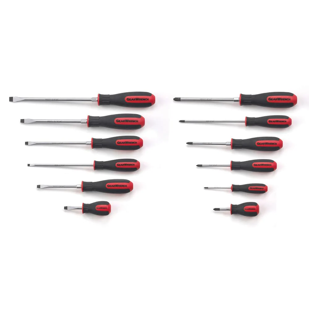 GearWrench 80051 12 Piece Slotted and Phillips Dual Material Screwdriver Set - Moutools