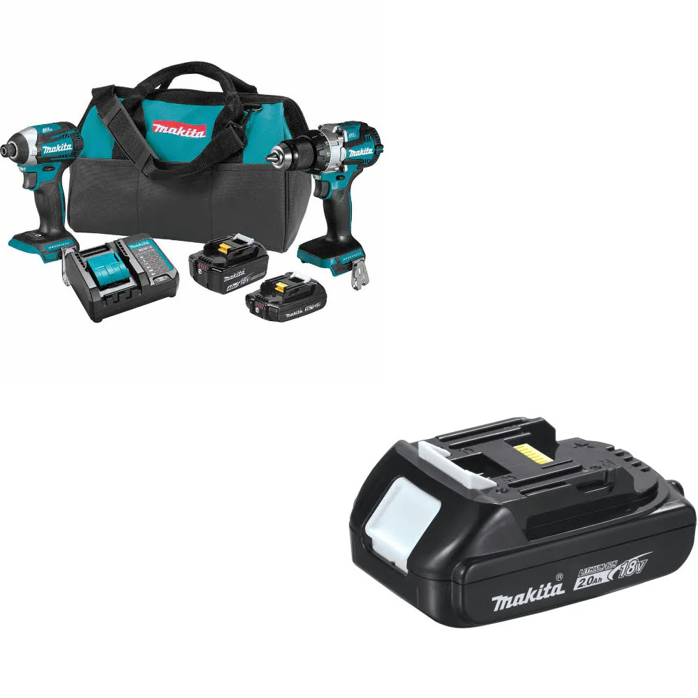 Makita XT296SMR 18V LXT Li-Ion 2-Pc. Combo Kit W/ FREE BL1820B 18V 2.0Ah Battery - Moutools