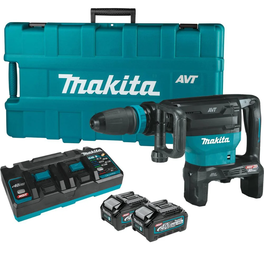 Makita GMH02PM 80V max (40V max X2) XGT Brushless 28 lb. AVT Demolition Hammer Kit, accepts SDS-MAX bits, dual port charger, AWS Capable, case (4.0Ah) - Moutools