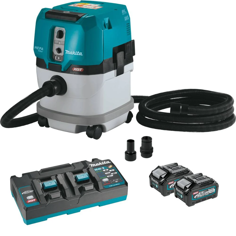 Makita GCV04PMX 40V max XGT Brushless Cordless 4 Gallon HEPA Filter Dry Dust Extractor Kit, AWS Capable (4.0Ah) - Moutools