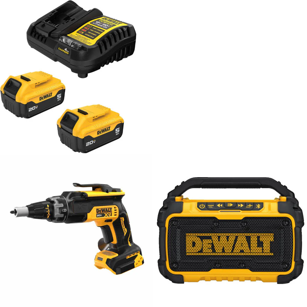 DeWalt DCB205-2C 20V Max Starter Kit W/ DCF630B 20V Screwgun & 12V/20V Speaker - Moutools