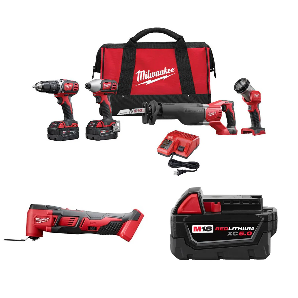 Milwaukee 2696-24 M18 4pc Combo Kit w/ FREE Oscillating Multi-Tool & Battery - Moutools