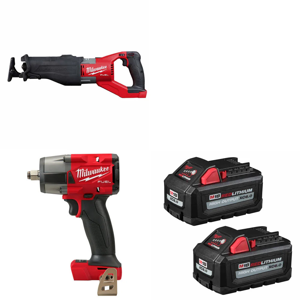Milwaukee 2722-20 M18 FUEL SAWZALL W/ M18 Impact Wrench & FREE Battery 2 Pack - Moutools
