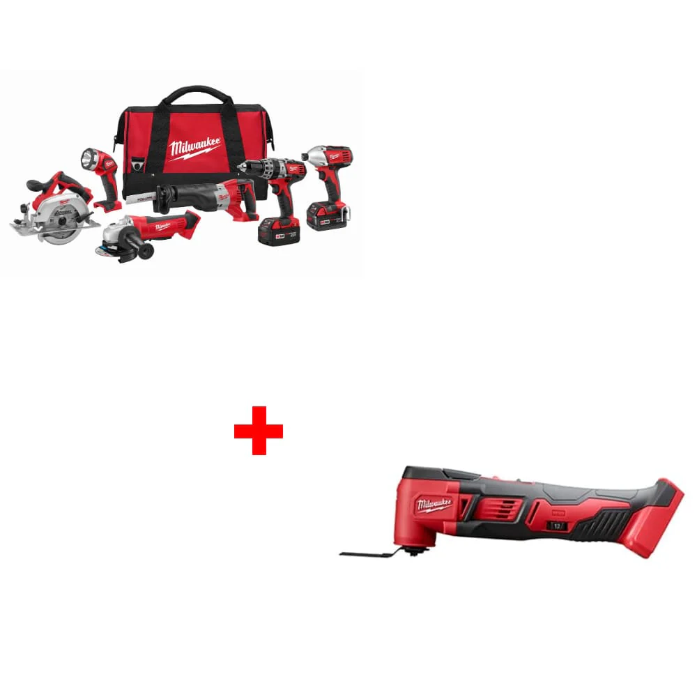 Milwaukee 2696-26 M18 6-Tool Combo Kit w/ FREE 2626-20 M18 Multi-Tool Bare, 2pk - Moutools