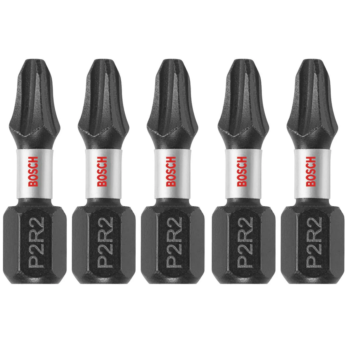 Bosch ITP2R2105 5 pc. Impact Tough 1 In. Phillips/Square #2 Insert Bits - Moutools