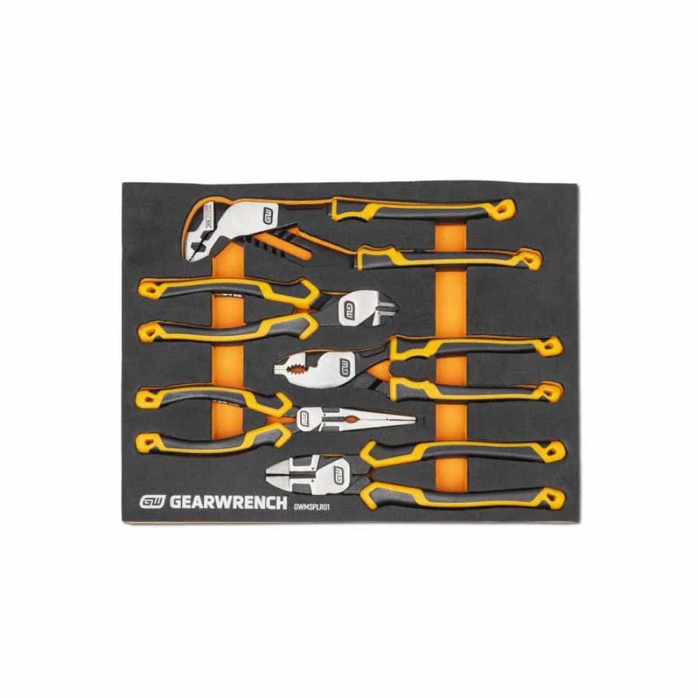 Gearwrench GWMSPLR01 5 Piece PITBULL Cushion Grip Pliers Set in Foam Storage Tray - Moutools