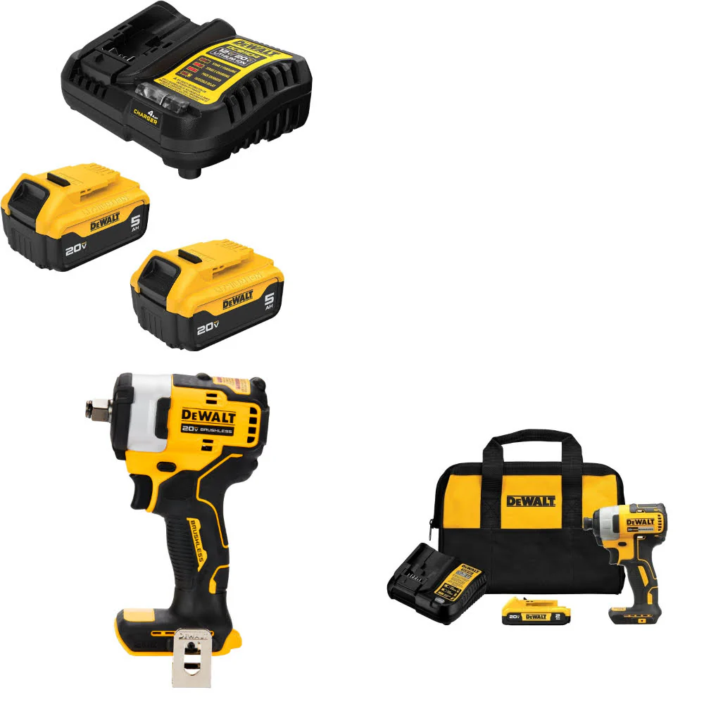 DeWalt DCB205-2C 20V Starter Kit W/ DCF911B Impact Wrench & Impact Driver Kit - Moutools
