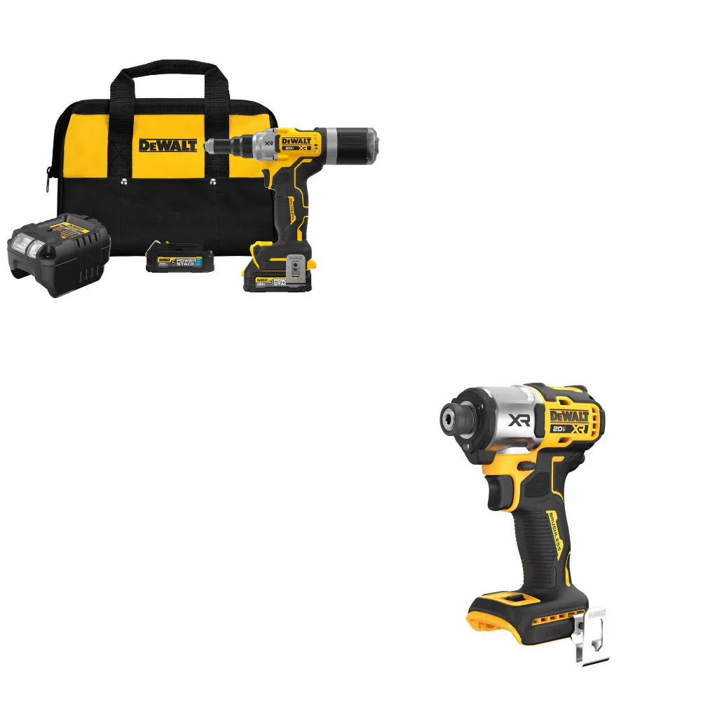 DeWalt DCF414GE2 20V MAX XR Rivet Tool Kit W/ FREE DCF845B 20V MAX Impact Driver - Moutools