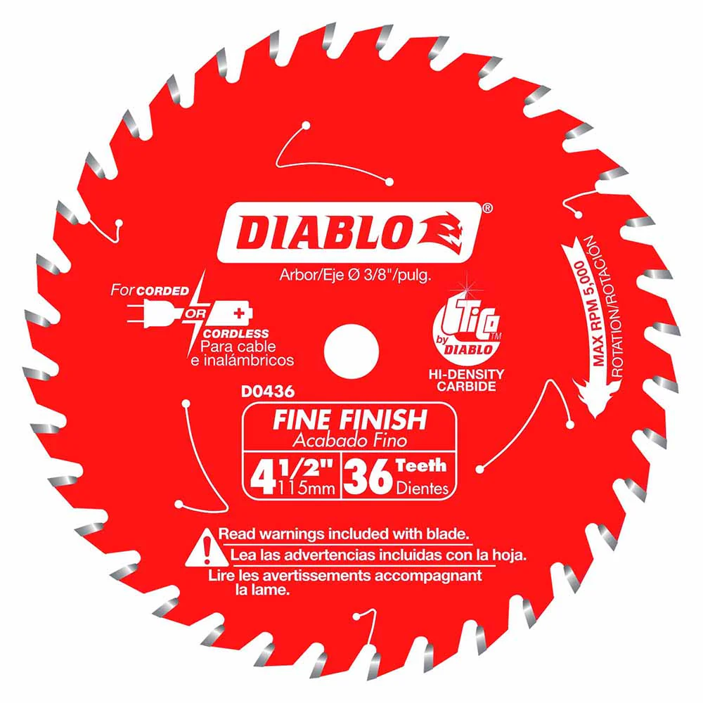 Diablo D0436X 4-1/2-Inch 36 Tooth ATB Cordless Trim Saw Blade with 20-Millimeter Arbor and 3/8-Inch Reducer Bushing - Moutools