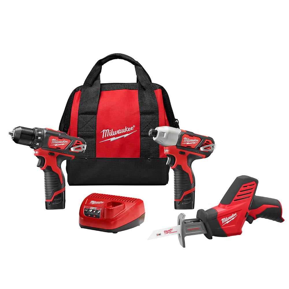Milwaukee 2498-23 M12 12-Volt Lithium-Ion Cordless Combo Kit (3-Tool) - Moutools