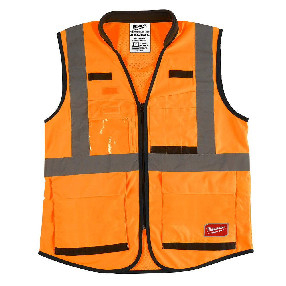 Milwaukee 48-73-5094 High Visibility Orange Performance Safety Vest - 4X/5X (CSA) - Moutools
