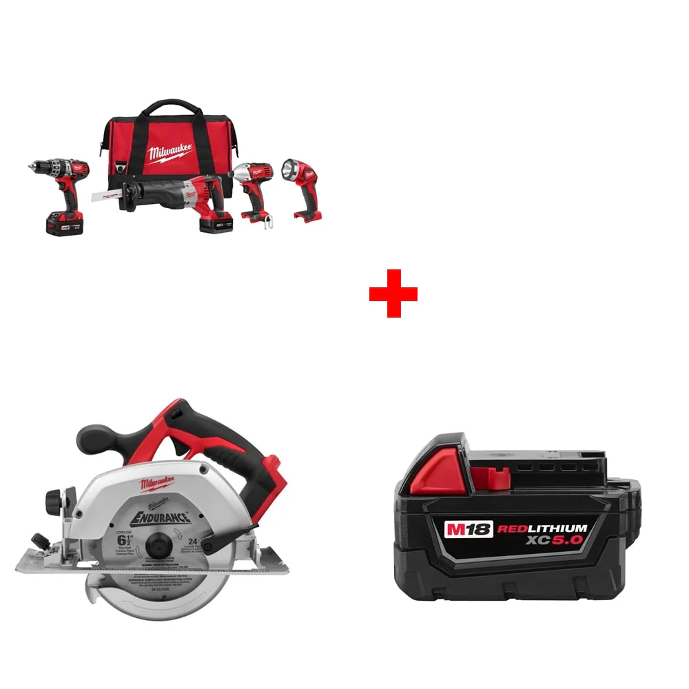 Milwaukee 2696-24 M18 4-Tool Combo Kit w/ 2630-20 Circular Saw & Battery - Moutools