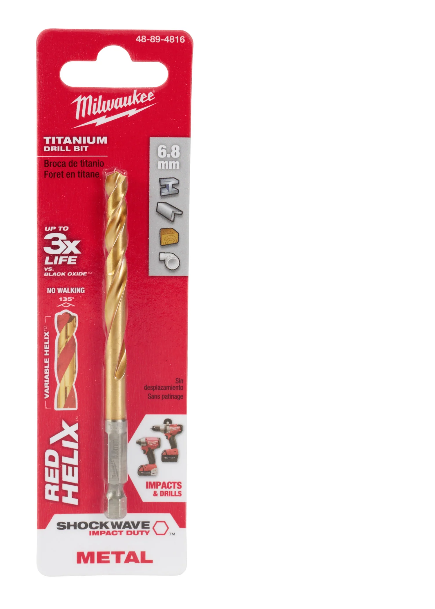 Milwaukee 48-89-4816 6.8mm Metric Titanium SHOCKWAVE™ Red Helix Bit - Moutools