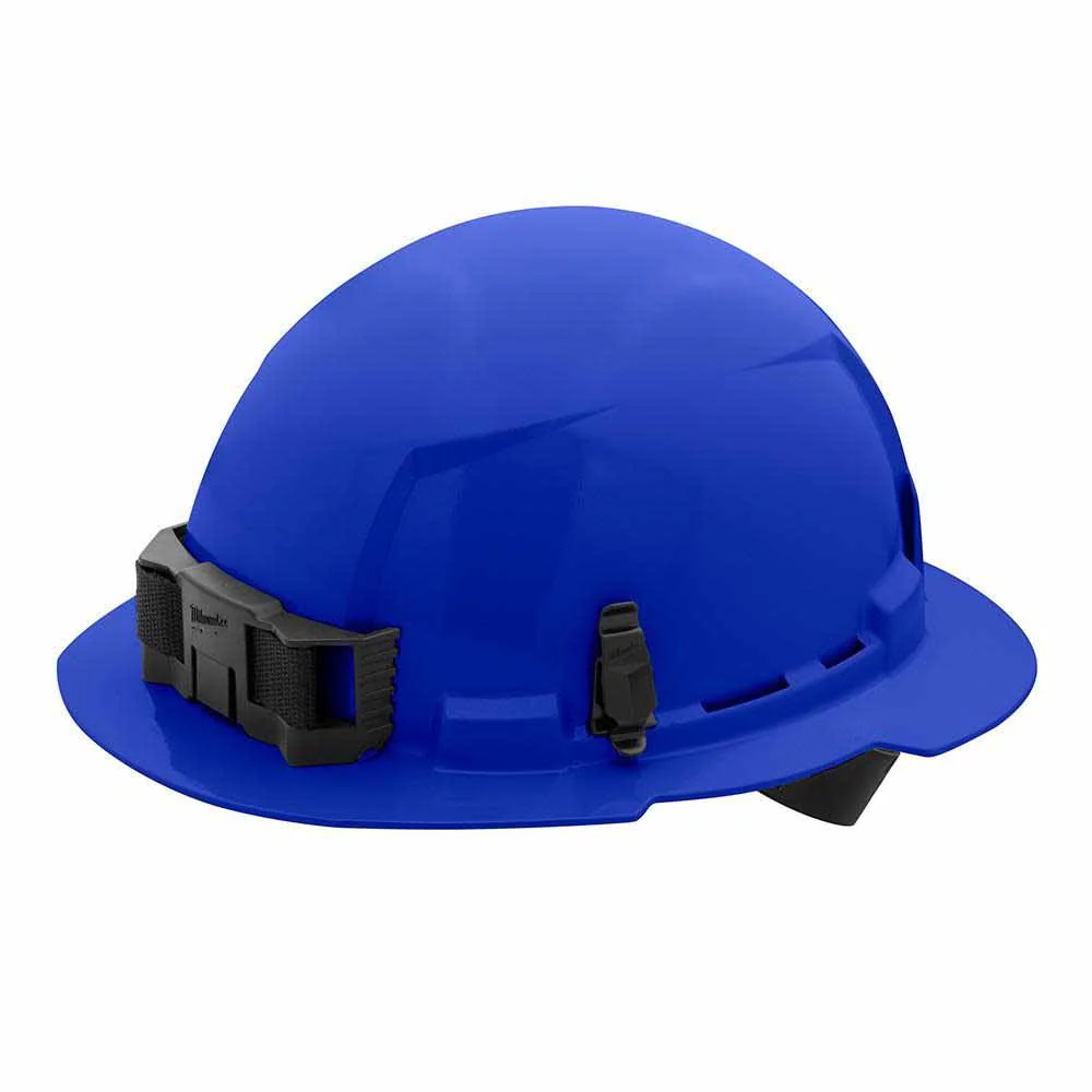 Milwaukee 48-73-1105 Blue Full Brim Hard Hat with 4PT Ratcheting Suspension – Type 1 Class E - Moutools