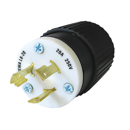 Bryant 70620NP 20-Amp L6-20P Straight Blade Plug, 250 Volt (12-00231B) - Moutools