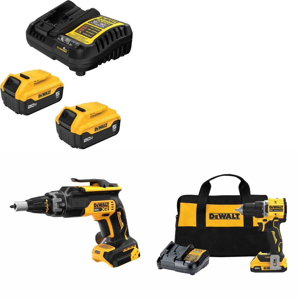 DeWalt DCB205-2C 20V Max Starter Kit W/ DCF630B 20V Screwgun & Drill/Driver Kit - Moutools